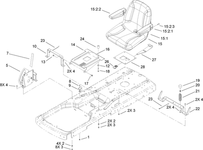Part Location Diagram of 108-2303-03 Lawn Boy Bracket-Seat